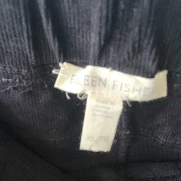 Eileen Fisher womens black High rise corduroy pants size xl ankle elastic waist - Picture 5 of 8